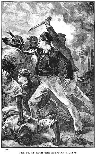 File:Illustration by w h overend from a chapter of adventrues by g a henty the fight with the egyptian rioters.jpg