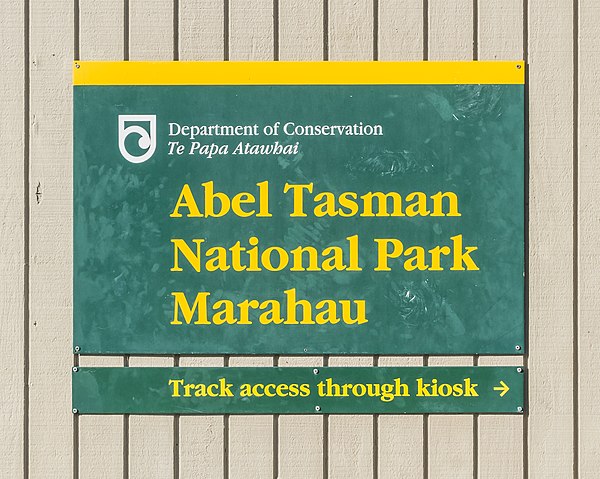 DOC information board in Abel Tasman National Park