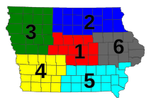 Iowa DOT districts map Iowa DOT districts.svg