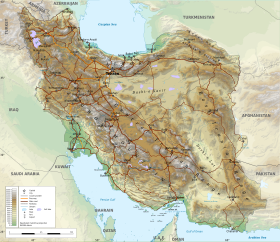 Map of Iran with Kopet Dag in northeast