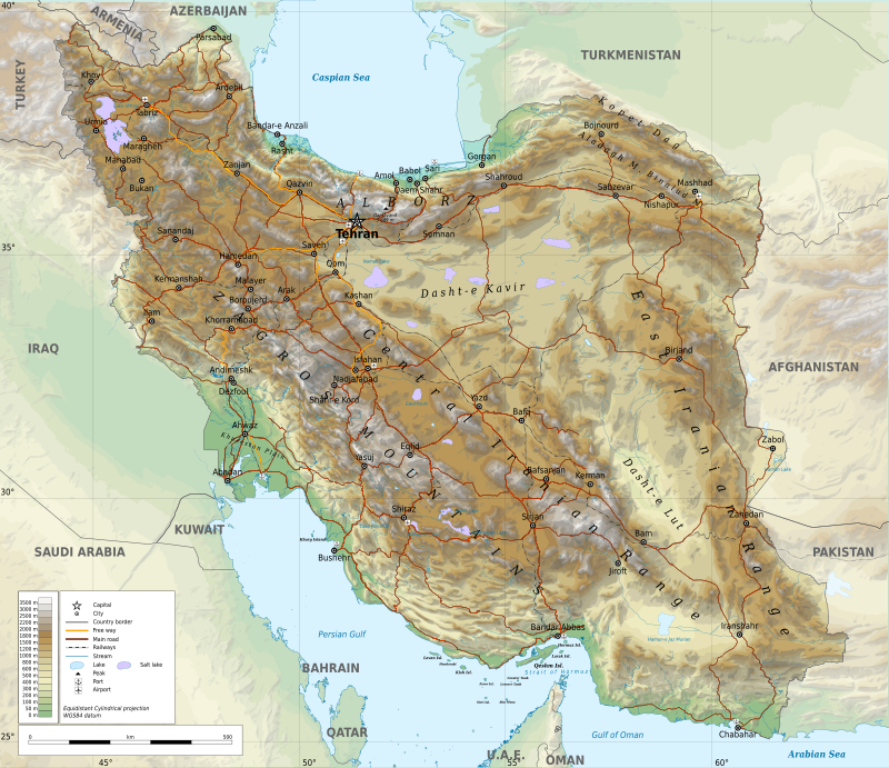 elburz mountains physical map