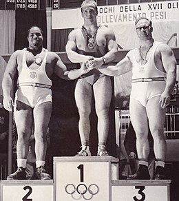 James Bradford, Yury Vlasov, Norbert Schemansky 1960.jpg