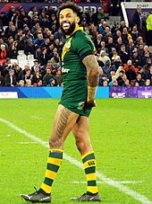 Addo-Carr during the closing stages of the 2021 RLWC Final in 2022 Josh Addo Carr.jpg
