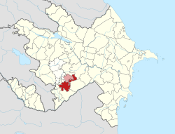 Mapa do Azerbaijão mostrando o distrito de Khojavend