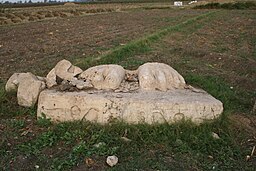 Fødderne efter en statue af Ramses II ved udgravningen af Pi-Ramses.