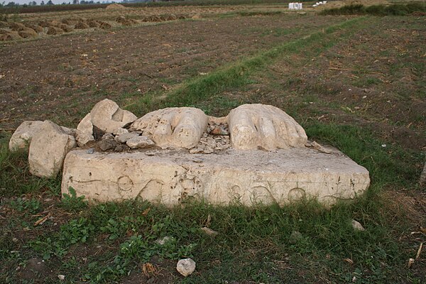 The feet of a Ramses II statue at Pi-Ramesses