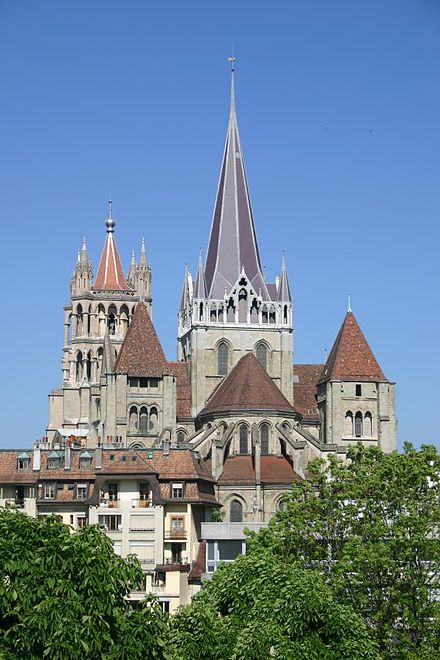 Lausanne's Cathedral as seen from Place de l'Ours