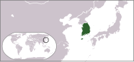 Карта, що показує місце розташування Південної Кореї