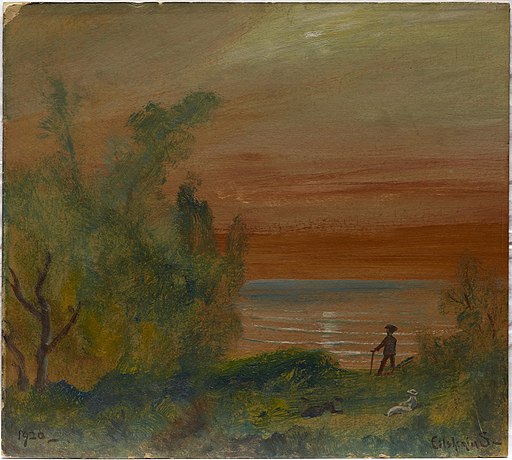 Louis Michel Eilshemius - Sunset with Man Standing on Shore - 1963.55.FA - Dallas Museum of Art
