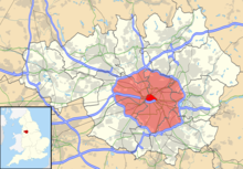 A map of Greater Manchester highlighting area of the rejected congestion charging scheme Manchester Congestion Charge.png