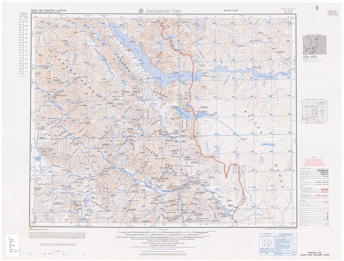 Карта 1954. Пангонг ЦО на карте. Бангонг-ЦО на карте.