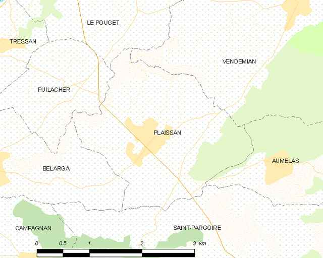 Poziția localității Plaissan