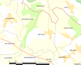 Mapa obce Metting