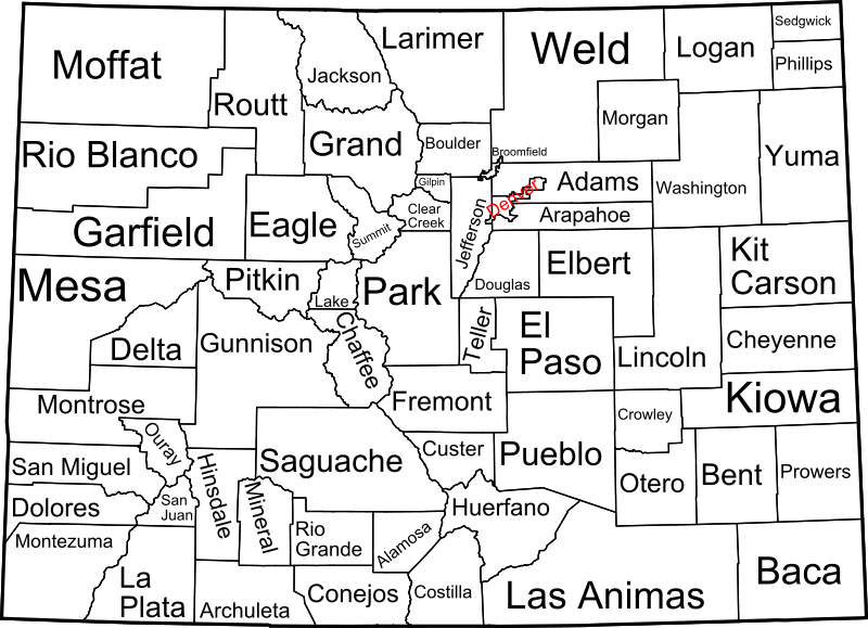 מפת מחוזות קולורדו
