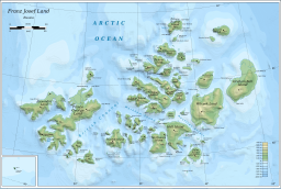 Karta över Frans Josefs land.