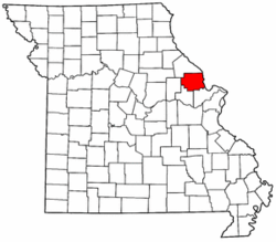 Kaart van Missouri met de nadruk op Lincoln County.png