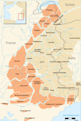 Карта французских Предальп