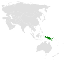 Mapa de distribución del megaluro de Papúa.