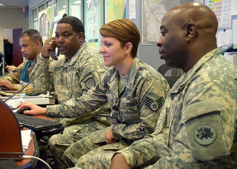 File:Members of the three components of the Georgia Department of Defense monitor Hurricane Matthew response operations.jpg