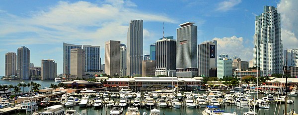 Downtown's Miami as seen from Biscayne Bay in April 2013