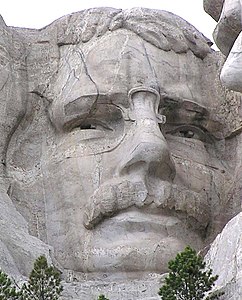 Effigie de Theodore Roosevelt au Mont Rushmore.