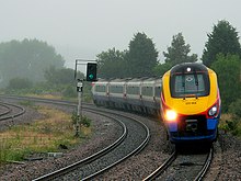 An East Midlands Trains service approaching Wellingborough on the Midland Main Line Next stop Wellingborough - geograph.org.uk - 1400370.jpg