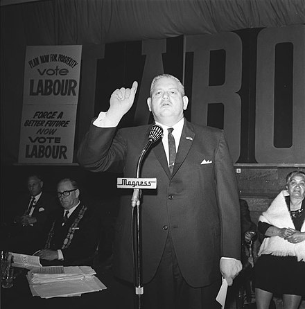 Leader Norman Kirk opening Labour's election campaign in 1966