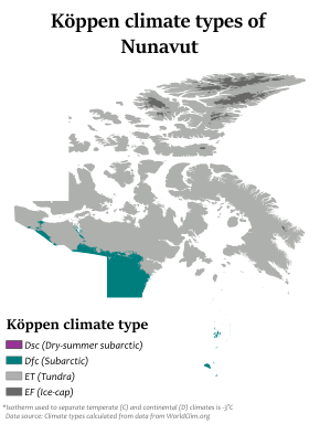 Koppen climate types in Nunavut Nunavut Koppen.svg