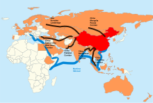 21st Century Silk Road with its connections to Italy One-belt-one-road.svg