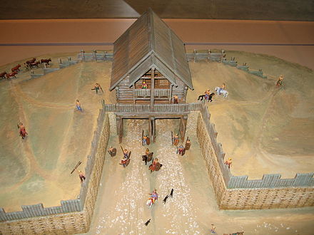 A museum model of a typical Zangentor at the Oppidum of Manching in Germany