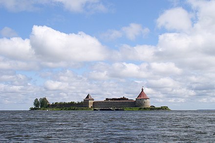 Oreshek fortess, a view from the right bank of Neva River