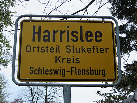 Ortsschild Harrislee, Ortsteil Slukefter