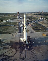 Preparations on May 16, 1958 for the first PGM-11 Redstone launch on May 17 conducted by US Army troops
