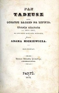 <i>Pan Tadeusz</i> Polish epic poem by Adam Mickiewicz