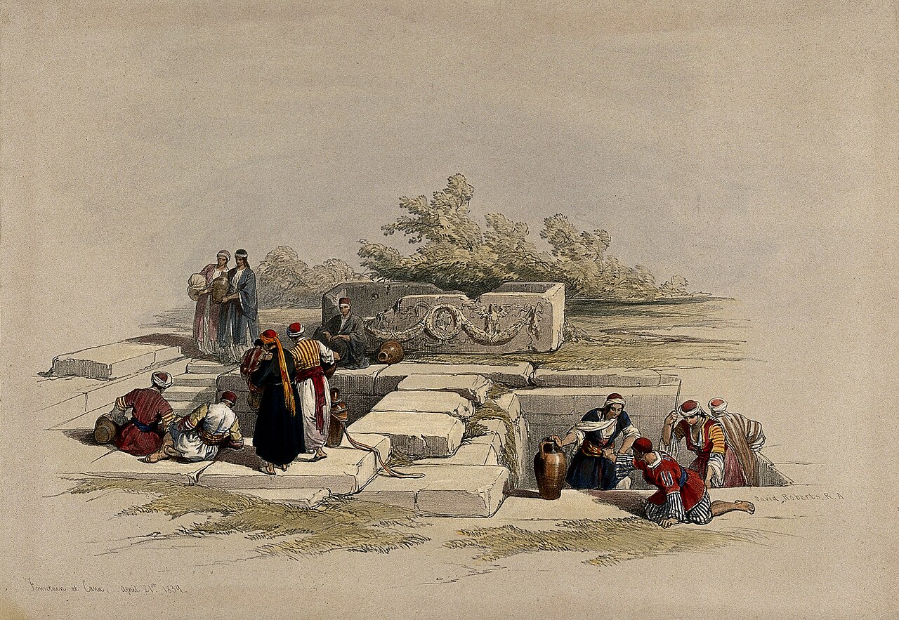 People gathering water at the fountain at Cana. Wellcome V0049410.jpg