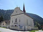 Pfarrkirche St. Johannes Evangelist mit Bildstock und Friedhof