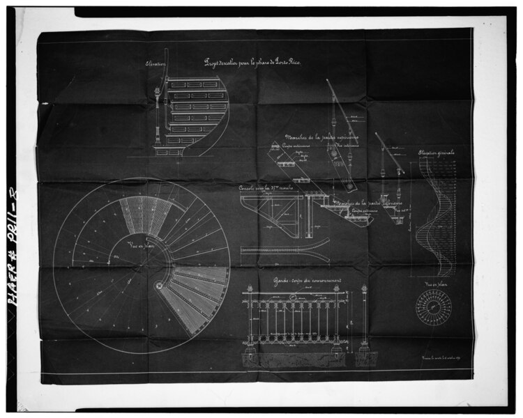 File:Photocopy of blueprint, ca. 1881; details of stairway on light tower and balcony balustrade - Faro de los Morillos de Cabo Rojo, Los Morillos de Cabo Rojo, Cabo Rojo, Cabo Rojo HAER PR,20-CARO.V,1-8.tif