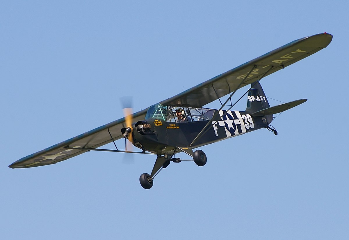 Piper Cub flying.