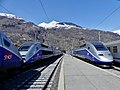 Des TGV en hiver.