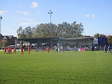 The Norman Manley Memorial Stand in 2022. Pontefract Collieries FC v North Shields FC (8th October 2022) 012.jpg