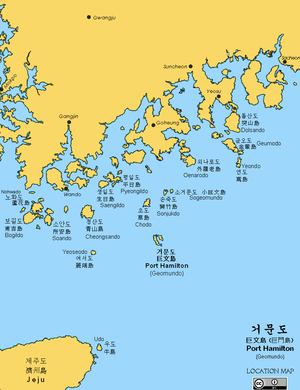 Location of Port Hamilton in the Jeju Strait