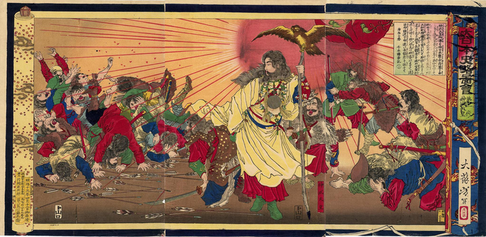 Emperor Jimmu, ukiyo-e by Tsukioka Yoshitoshi (1880)