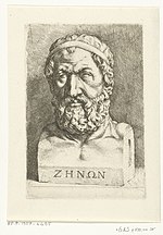 Portretbuste van Zeno van Elea Paradigmata graphices variorum artificum (serietitel), RP-P-1907-4495.jpg