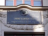 Praha - Staré Město, Linhartská - pamětní deska Josefa Kajetána Tyla