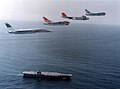 RA-5C A-7 and A-6 over USS Nimitz.jpg