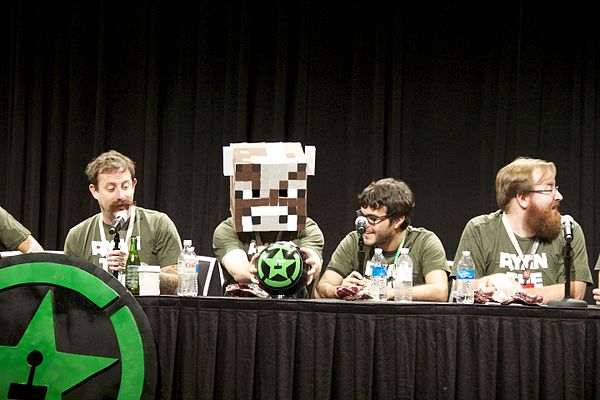 Ramsey (far left) with other members of Achievement Hunter on a panel at RTX 2014