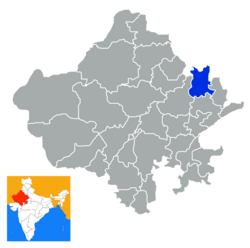 Location of Alwar district in Rajasthan