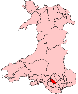 Mappa che mostra la posizione della Rhondda Valley nel Galles