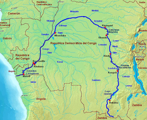 Mapa dos principais rios da R.D. do Congo