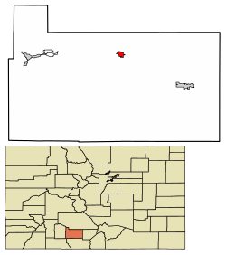 Location of Del Norte in Rio Grande County, Colorado.